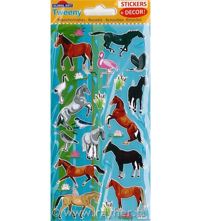 NALEPKE TWEENY Z OZADJEM 9X17.5CM 272031, KONJI