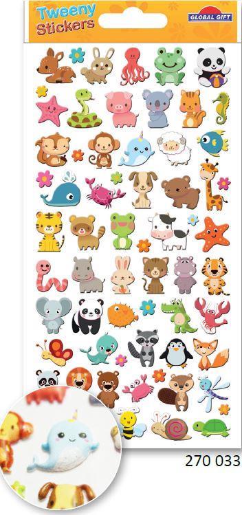 Adesivi Tweeny, 9 x 17.5 cm, Animali