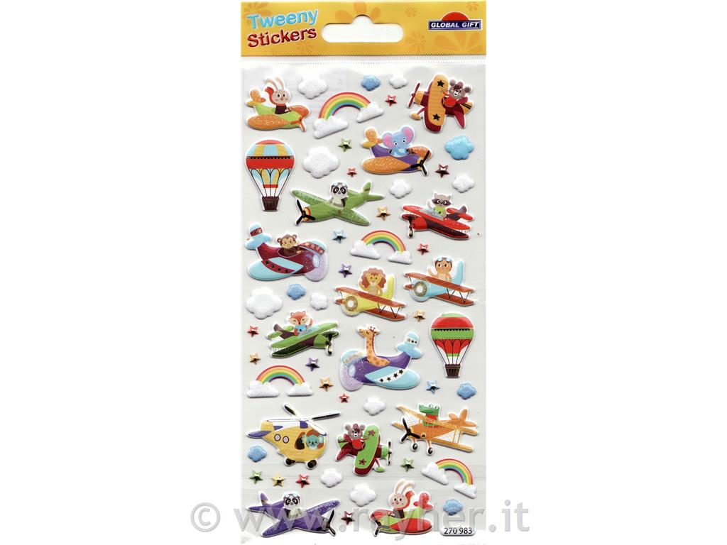 NALEPKE TWEENY 9X17.5CM 270983, ŽIVALI V LETALIH