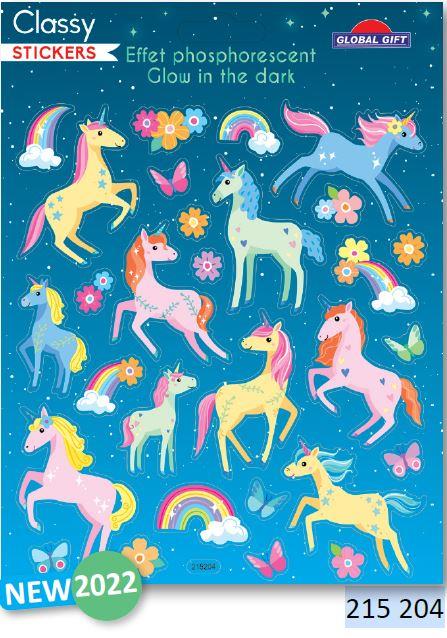 Adesivi SB15 15x17cm, Glow in the dark,Unicorni