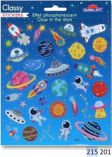 Nalepke SB15 15x17cm, 215201, Glow in the dark, Vesolje