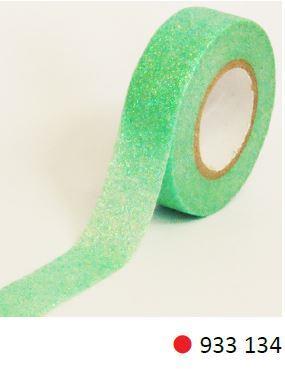 Washi Funtape, pastelno zelen z bleščicami, 5 m