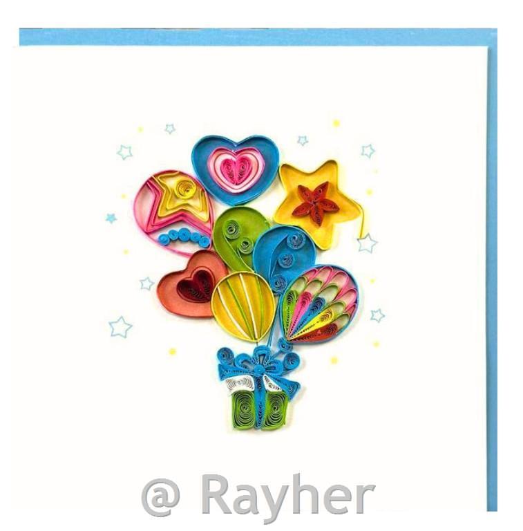 Biglietto d’auguri Petit Pétales, Regalo& palloncini+busta