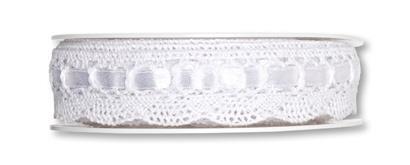 ČIPKA S SATEN TRAKOM, BELA, 1M, 20MM