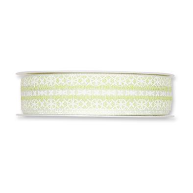 Printed linen ribbon Blossoms 23 mm