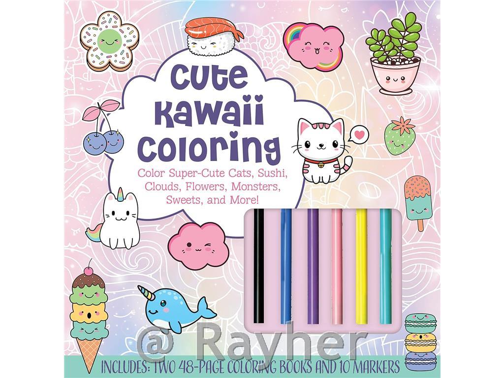 Libro&Set creativo Cute Kawaii Coloring