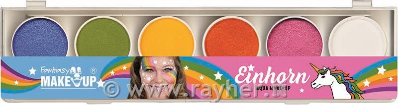 Barva za obraz in telo Fantasy set 6 barv po 4g, 2x čopič