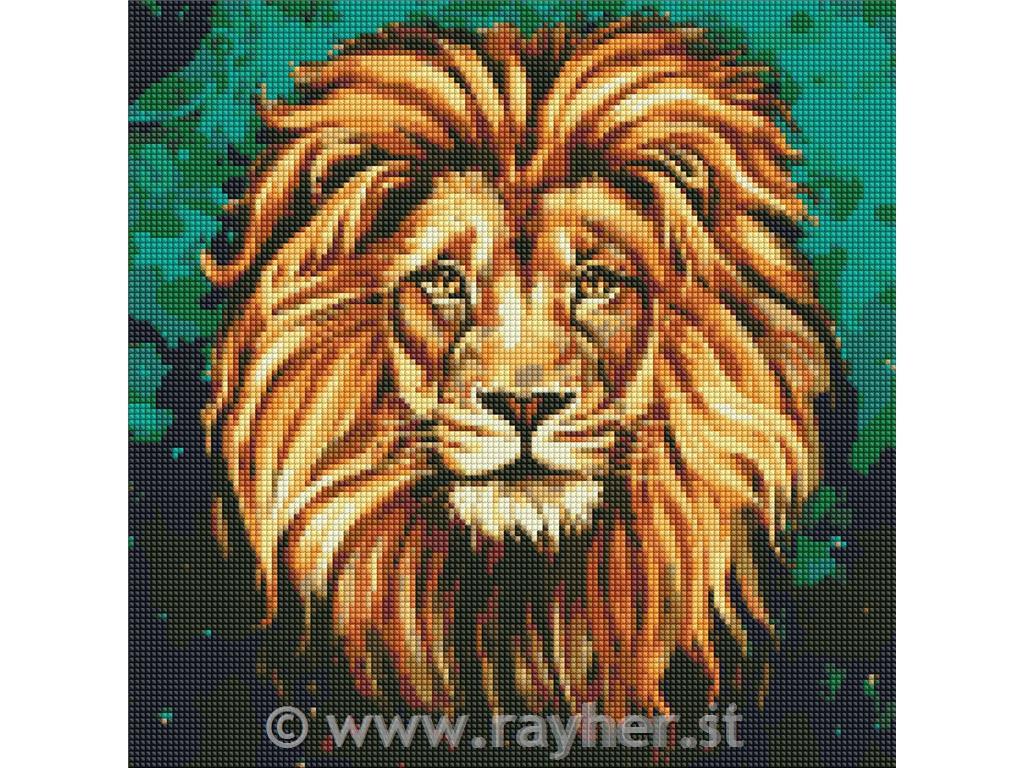 Diamantni mozaik, Luxurious lion, 40x40 cm