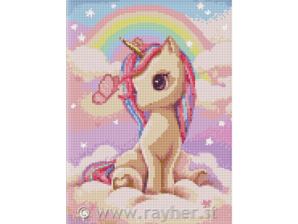 Diamond mosaic, Curious unicorn, 30x40 cm