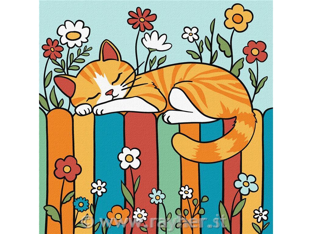Slikanje po številkah Kids, Cat on the fence, 25x25cm