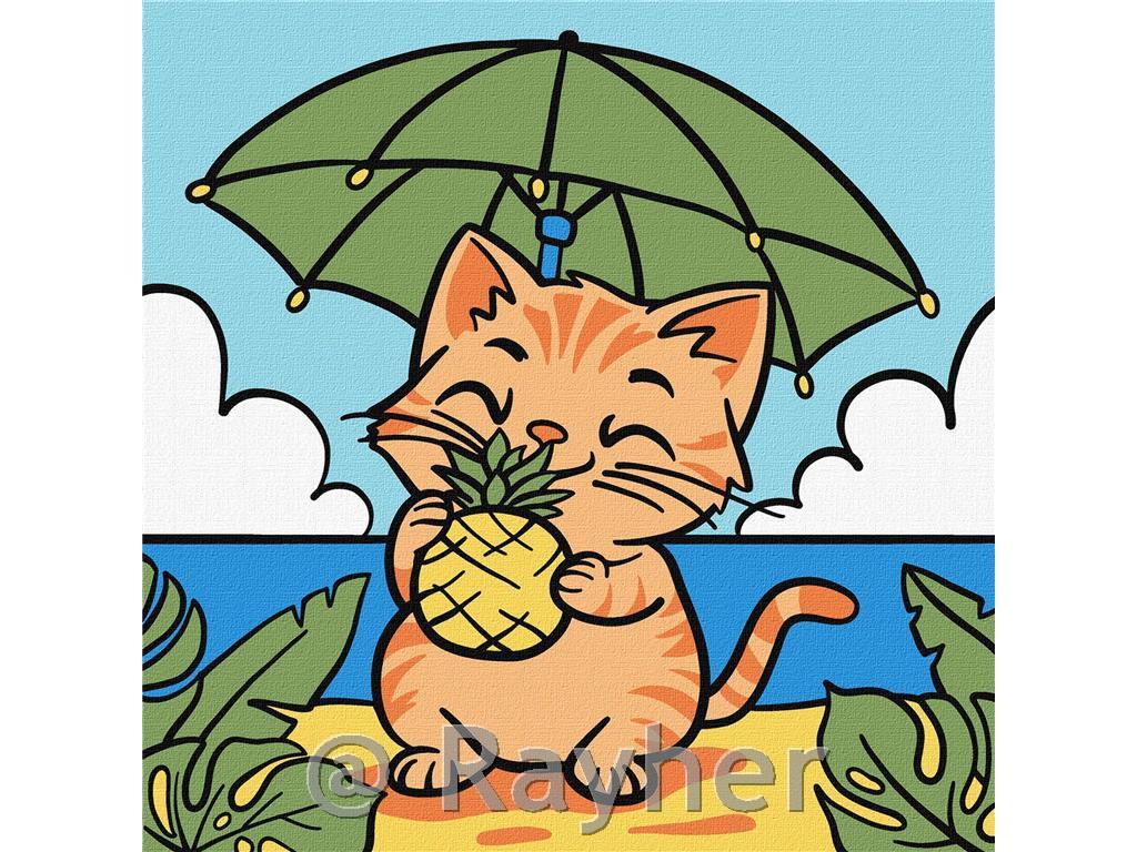 Dipingere con i numeri, Kitty and pineapple, 25x25 cm