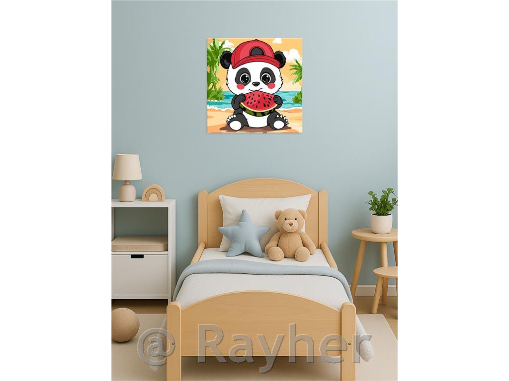 Dipingere con i numeri, Summer. Panda with a watermelon, 25x25 cm