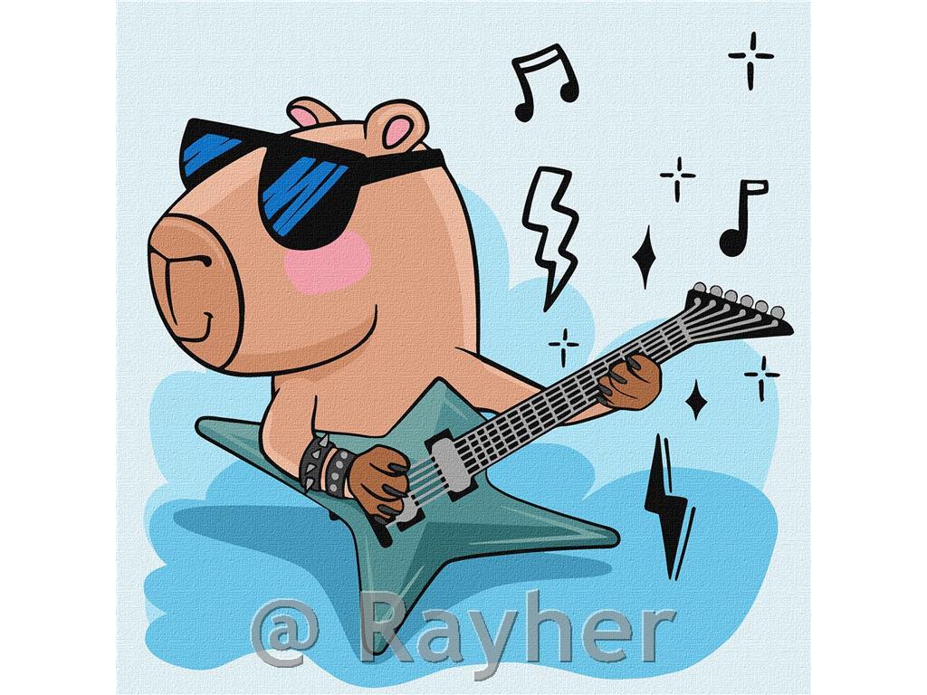 Dipingere con i numeri, Capybara rock star, 30x30 cm