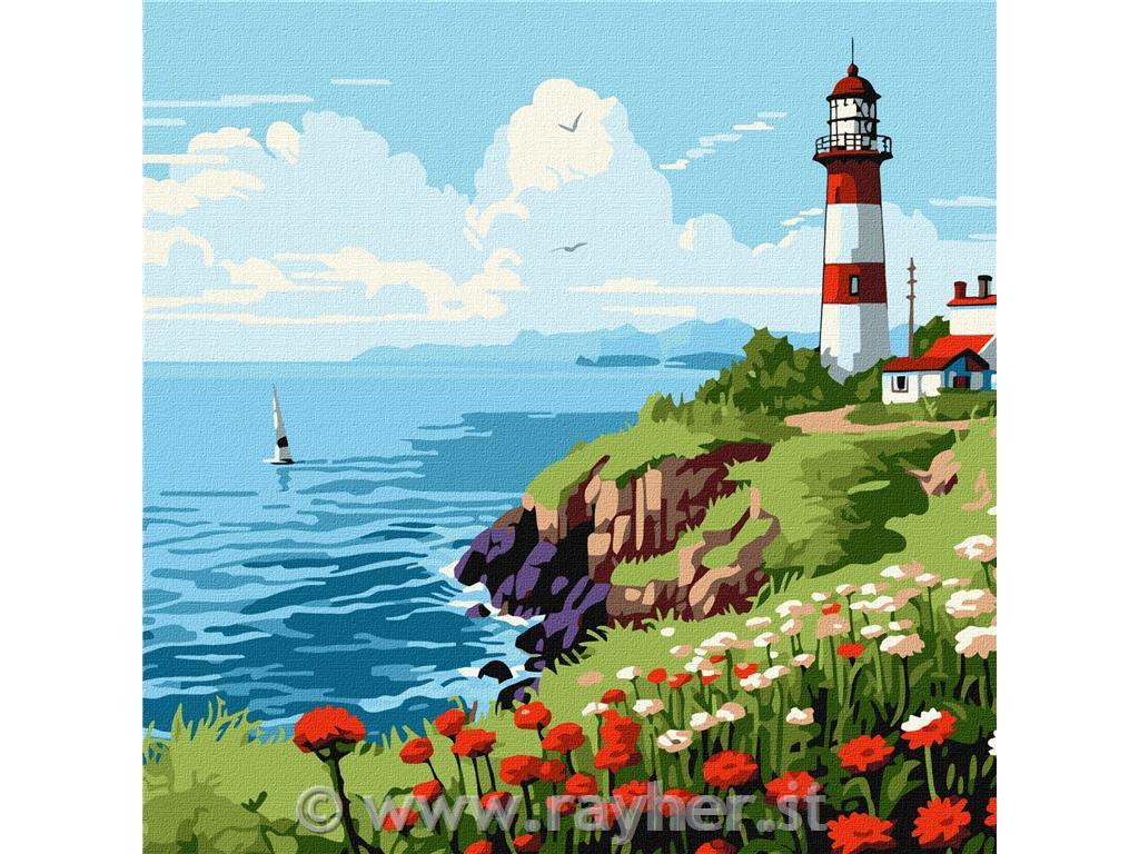 Slikanje po številkah, A lighthouse on the horizon, 30x30cm