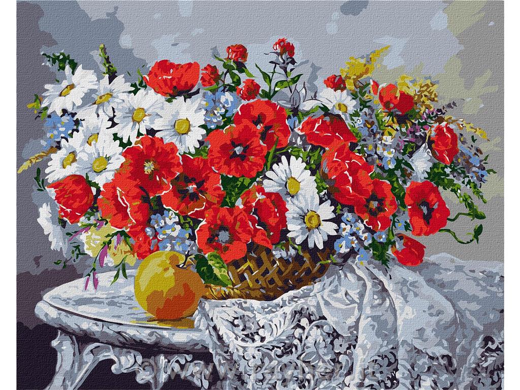 Dipingere con i numeri,Poppies and dasie, 40x50 cm
