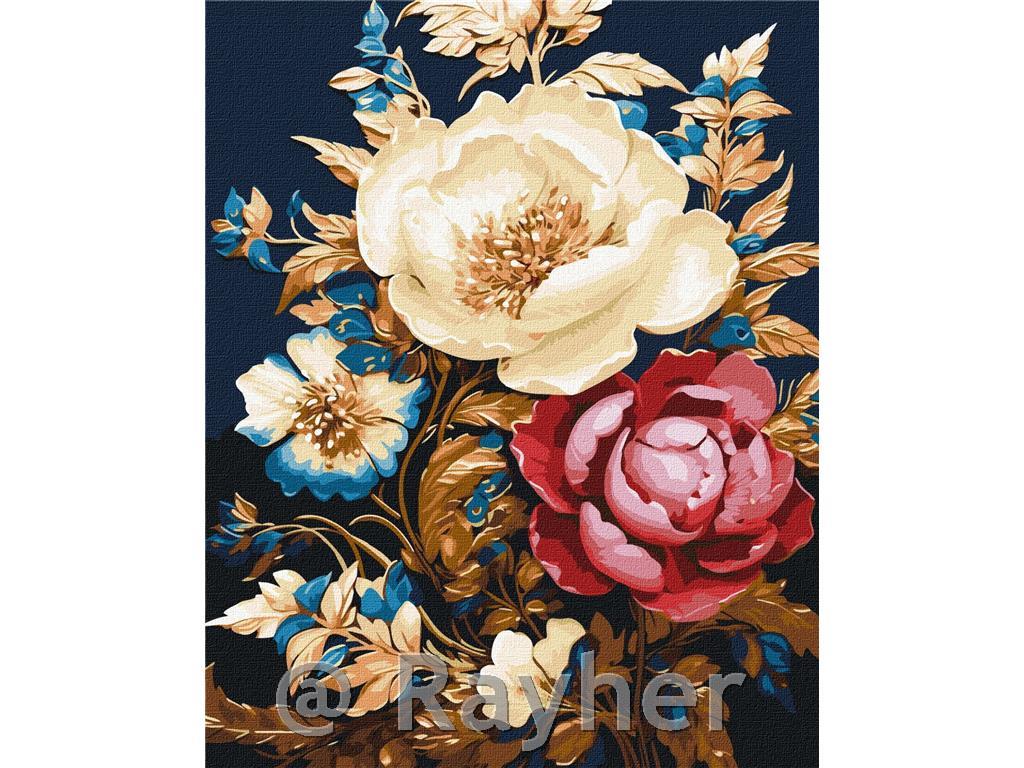 Dipingere con i numeri, Floral magic, con colori metallici , 40x50 cm