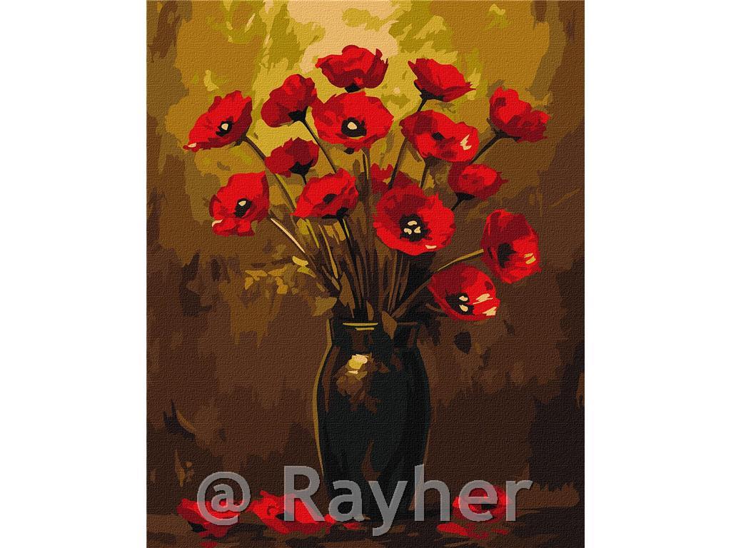 Dipingere con i numeri, Bouquet of poppies, con colori metallici, 40x50 cm
