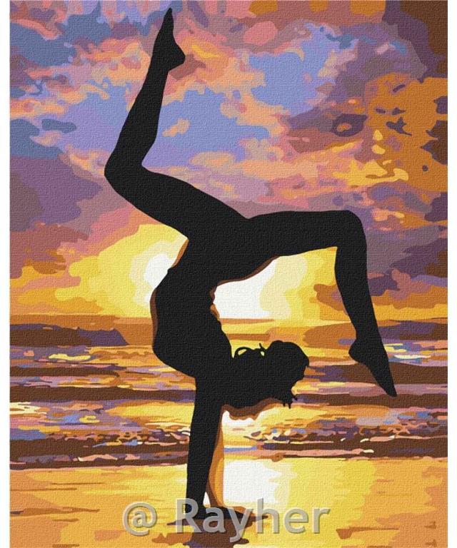 Dipingere con i numeri, Yoga at sunset,40x50 cm