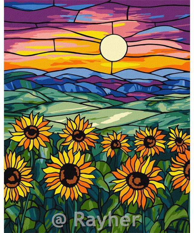 Dipingere con i numeri, A field of sunflowers, 40x50 cm