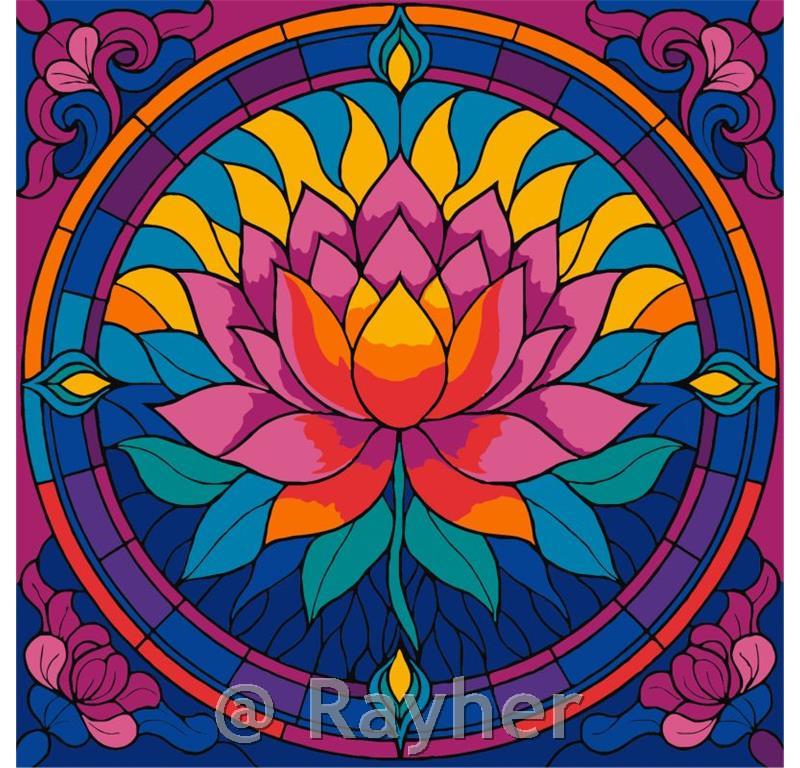 Dipingere con i numeri, Stained glass window Lotus, 30x30 cm