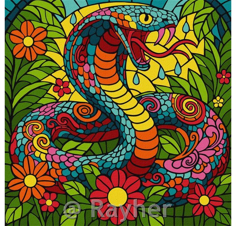 Painting by Numbers, Stained glass window Tropical cobra, 30x30 cm