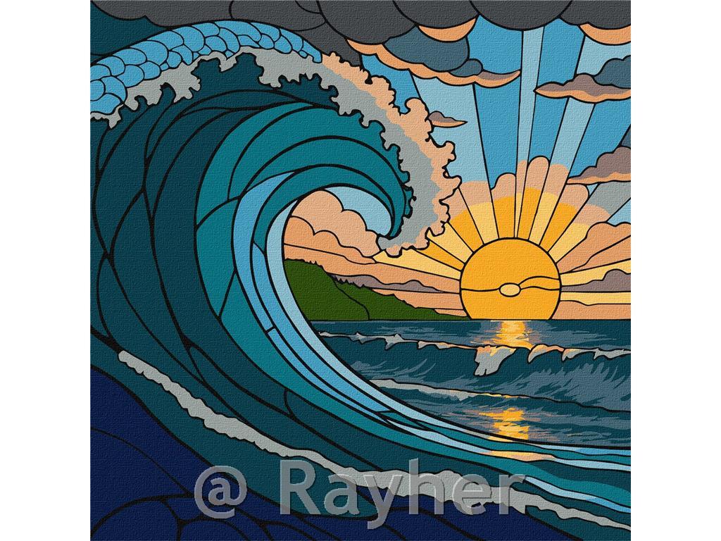 Dipingere con i numeri, Stained glass window The wave, 30x30 cm