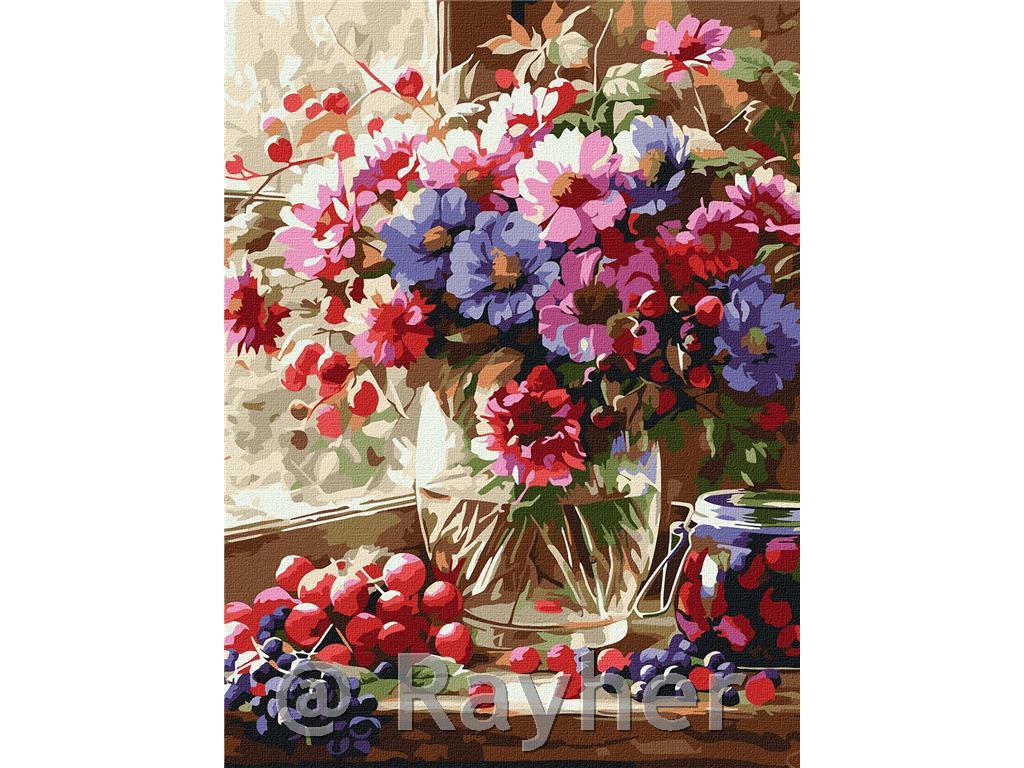 Dipingere con i numeri, Bouquet and fruit, 30x40 cm