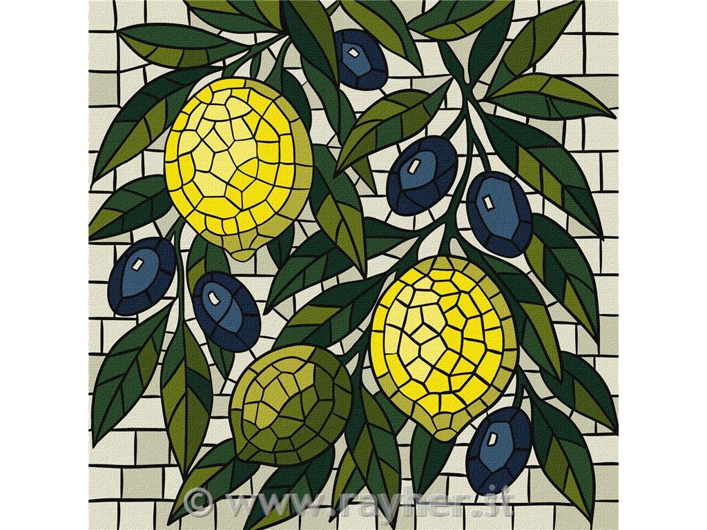 Slikanje po številkah, Stained glass window; Lemons, 30x30cm