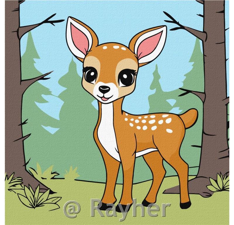 Dipingere con i numeri, An adorable little deer, 25x25 cm