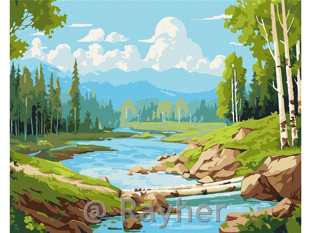 Painting by Numbers, In the birch grove,40x50 cm