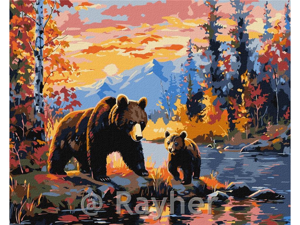 Dipingere con i numeri, A bear family, 40x50 cm