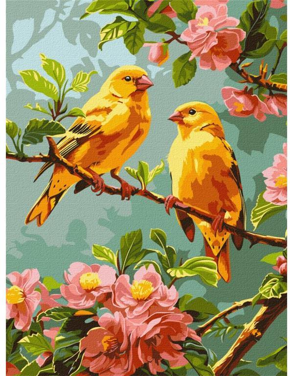 Dipingere con i numeri, Spring canaries,30x40 cm