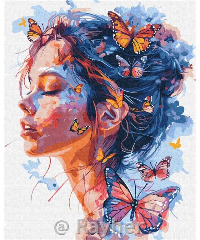 Dipingere con i numeri, The girl and thebutterflies, 40x50 cm