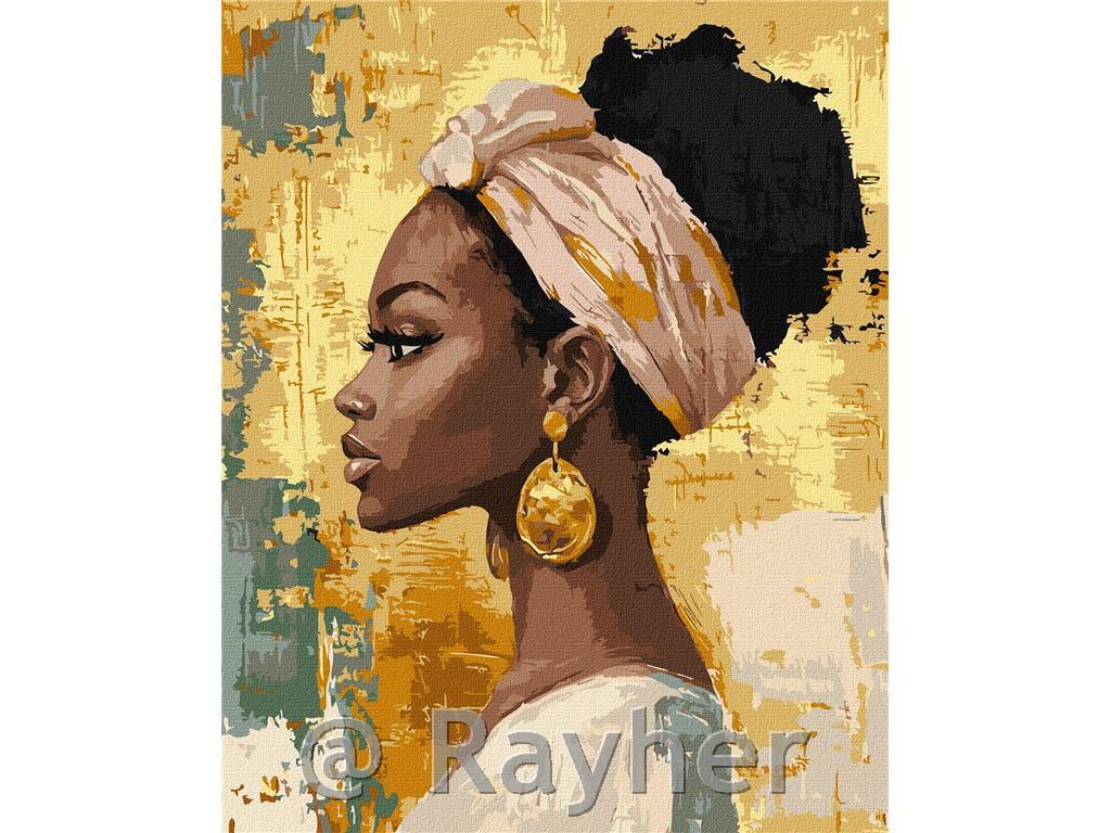 Dipingere con i numeri, Beauty with golden earrings, con colori metallici, 40x50