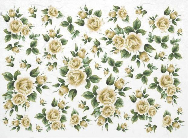 DECOUPAGE PAPIR RIŽEV A4, BELE VRTNICE