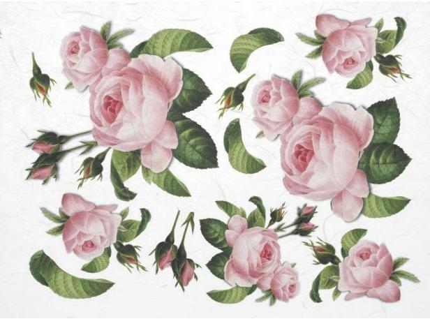 CARTA DI RISO PER DECOUPAGE A4, ROSE GRA