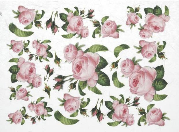 CARTA DI RISO PER DECOUPAGE A4, ROSE MED