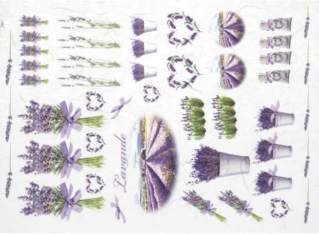 CARTA DI RISO PER DECOUPAGE A4, LAVANDA