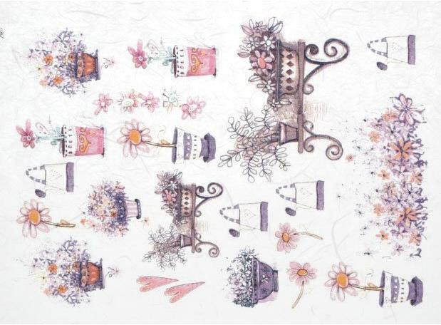 DECOUPAGE PAPIR RIŽEV A4,ROŽICE&ZALIVALK