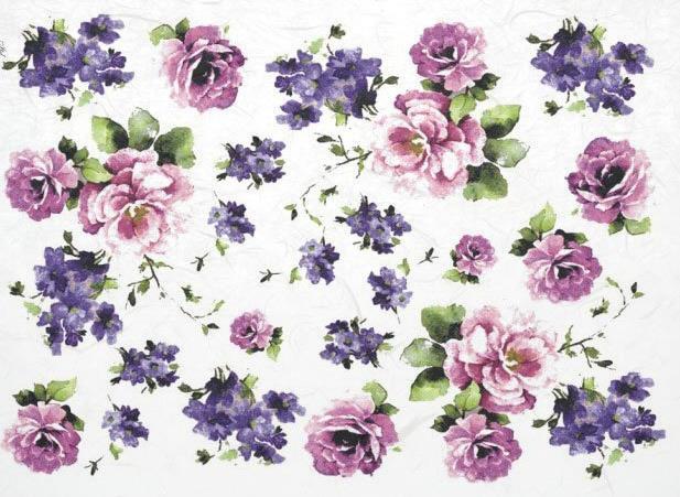 DECOUPAGE PAPIR RIŽEV A4,VIJOLICE&VRTNIC