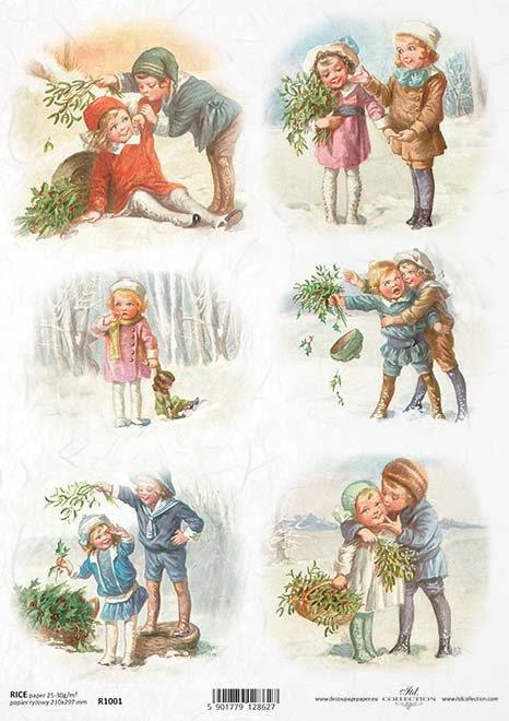 DECOUPAGE PAPIR RIŽEV A4,OTROCI ZA BOŽIČ