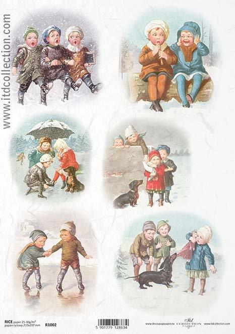 CARTA DI RISO PER DECOUPAGE A4, INVERNO