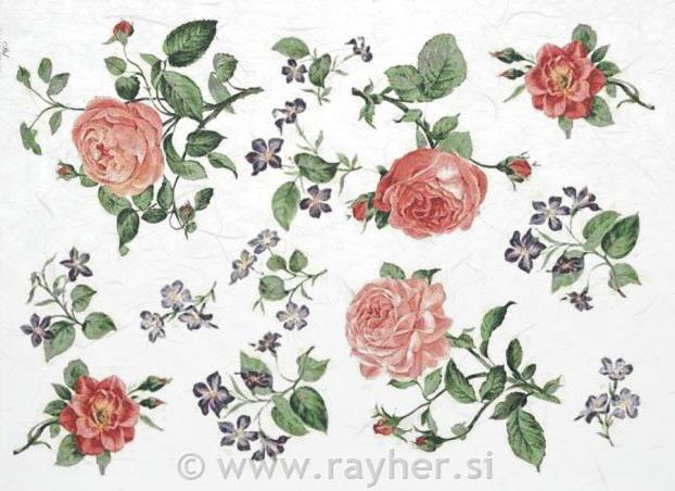 DECOUPAGE PAPIR RIŽEV A4, VRTNICE&ROŽICE