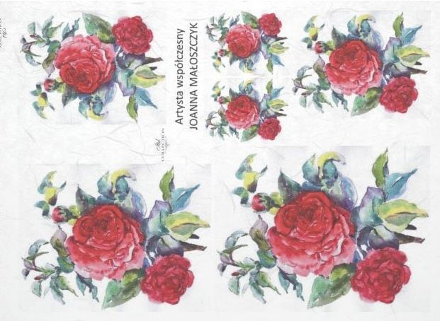 CARTA DI RISO PER DECOUPAGE A4, ROSE JOA
