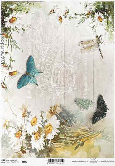 DECOUPAGE PAPIR RIŽEV A4,MARJETICE&METULJ