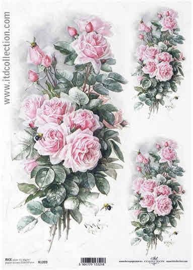 Decoupage paper - Roses pink