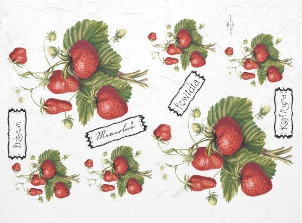 CARTA DI RISO PER DECOUPAGE A4, FRAGOLE&
