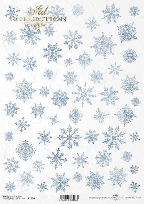CARTA DI RISO PER DECOUPAGE A4, FIOCCHIDI NEVE