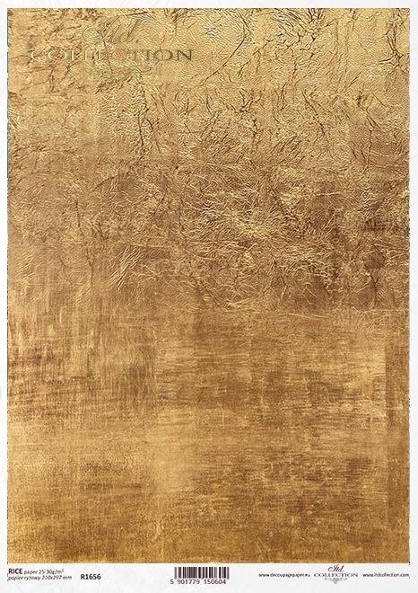 DECOUPAGE PAPIR RIŽEV A4, OZADJE, ZLATO