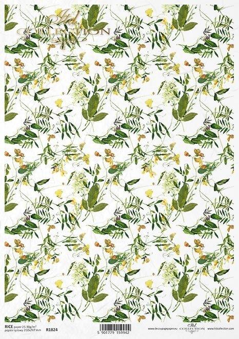 CARTA DI RISO PER DECOUPAGE A4, FOGLIE